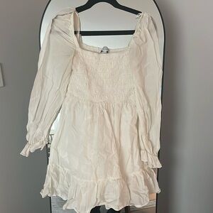 & Other Stories gather detail volume mini dress in cream